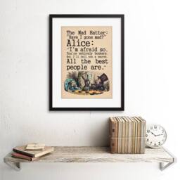"Artery8 Alice In Wonderland Mad Hatter Tea Party Artwork Framed Wall Art Print in Beige - Size: W12"" x H16""" - thumbnail 2