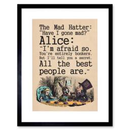 "Artery8 Alice In Wonderland Mad Hatter Tea Party Artwork Framed Wall Art Print in Beige - Size: W12"" x H16""" - thumbnail 1