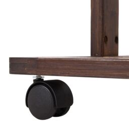 Living and Home Bamboo Rolling Clothes Coat Hanging Rod Garment Rack with 2-tier Shelves, Wheels in Brown - thumbnail 7