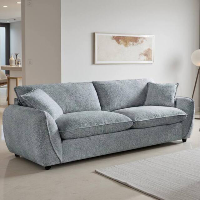 Furnishings For Less UK Berti Modern Grey Fabric 3 Seater Sofa Curved Arms - image 1