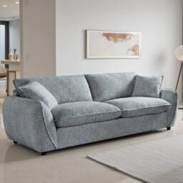 Furnishings For Less UK Berti Modern Grey Fabric 3 Seater Sofa Curved Arms - thumbnail 1