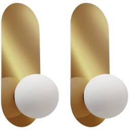 Wyld and Coco Gold Wall Lamps Set of 2 - Opaque Glass Vintage Globe - thumbnail 2