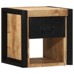 Berkfield Home Bedside Cabinet 40x35x40 cm Solid Rough Wood Mango in Brown - Size: 40 x 35 x 40 cm - thumbnail 4