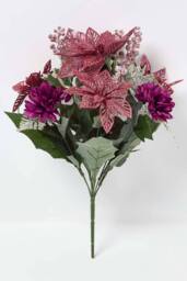 Homescapes Set of 2 Artificial Red & White Glitter Poinsettia Bouquets - thumbnail 5