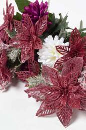 Homescapes Set of 2 Artificial Red & White Glitter Poinsettia Bouquets - thumbnail 8