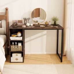 Costway 115 CM Computer Desk Modern Home Office Desk in Brown - thumbnail 5