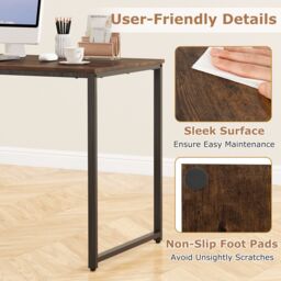 Costway 115 CM Computer Desk Modern Home Office Desk in Brown - thumbnail 9