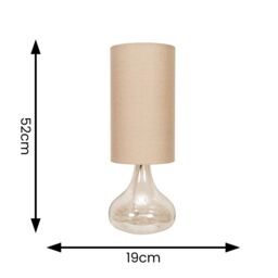 ValueLights Sylvie Natural Linen Tall Lamp Shade Amber Glass Teardrop Table Lamp in Off-White - thumbnail 4