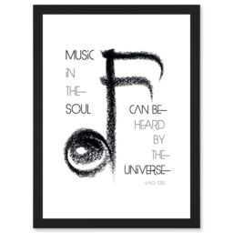 Artery8 Lao Tzu Music In The Soul Universe Uplifting Quote Artwork Framed Wall Art Print A4 in Black - thumbnail 1