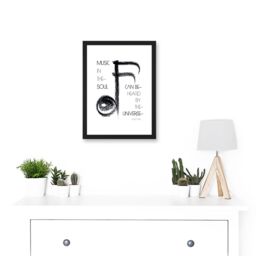 Artery8 Lao Tzu Music In The Soul Universe Uplifting Quote Artwork Framed Wall Art Print A4 in Black - thumbnail 2