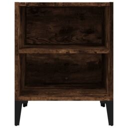 Berkfield Home Bed Cabinet with Metal Legs Smoked Oak 40x30x50 cm in Brown - Size: 40 x 30 x 50 cm - thumbnail 3