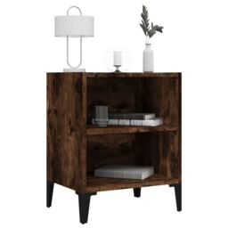 Berkfield Home Bed Cabinet with Metal Legs Smoked Oak 40x30x50 cm in Brown - Size: 40 x 30 x 50 cm - thumbnail 5