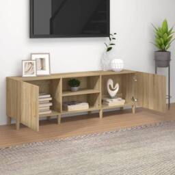 Berkfield Home TV Cabinet Sonoma Oak 150x30x50 cm Engineered Wood in Brown - Size: 150 x 30 x 50 cm - thumbnail 3