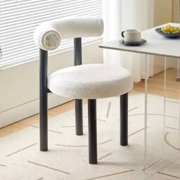 KORVIXA Soft Makeup Vanity Chair with Backrest Cozy Makeup Stool in White - Size: 100 cm x 100 cm - thumbnail 3