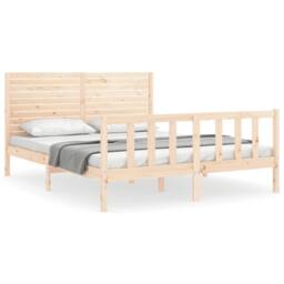 Berkfield Home Beautiful Bed Frame with Headboard 160x200 cm Solid Wood in Natural - thumbnail 3