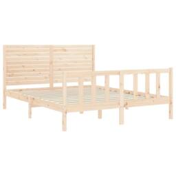 Berkfield Home Beautiful Bed Frame with Headboard 160x200 cm Solid Wood in Natural - thumbnail 5
