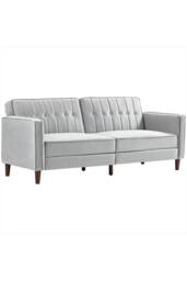 ERGOVEXA Convertible Sofa Futon Velvet-Touch Tufted Couch Compact, Light Grey