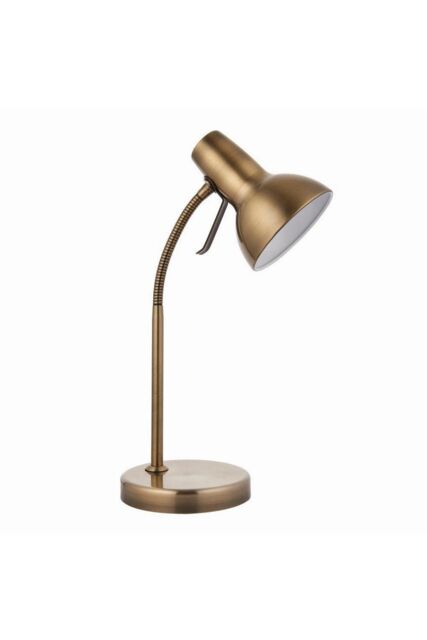 Netlighting Amalfi LED 1 Light Table Lamp Antique Brass Gloss White Paint GU10 in Gold
