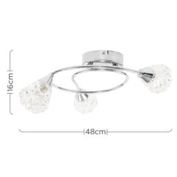 ValueLights Astley Polished Chrome 3 Way Swirl Flush Ceiling Light Fitting in Silver - thumbnail 6