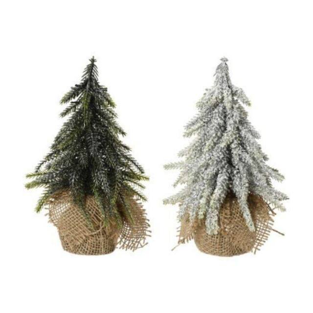 Garden Greatness Set Of 2 Mini Glitter Effect Tree Decoration in Green - Size: 1 Pack