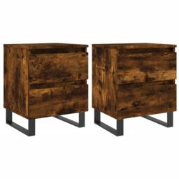 Berkfield Home Bedside Cabinets 2 pcs Smoked Oak 40x35x50 cm Engineered Wood in Brown - Size: 40 x 35 x 50 cm - thumbnail 2