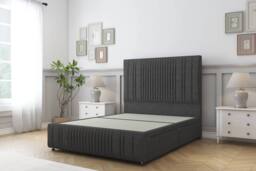 "Comfort Beds The Foxy Dumfries Divan Set 4 Drawers-26"" Headboard-Footboard in Dark Grey - Size: Double" - thumbnail 3