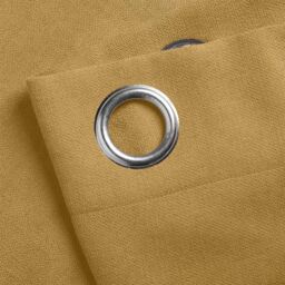 Luxury Living Velvet Chenille Eyelet Curtains Ready Made Pair in Yellow - Size: 142 cm width x 229 cm drop - thumbnail 5