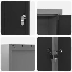 Berkfield Home Modern Corner Tool Cabinet Wall-Mounted & Lockable Black Steel in Grey - thumbnail 8