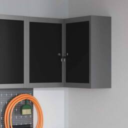 Berkfield Home Modern Corner Tool Cabinet Wall-Mounted & Lockable Black Steel in Grey - thumbnail 2