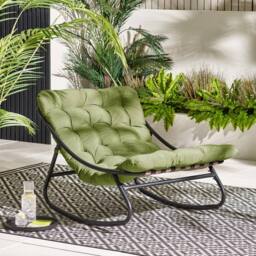 FurnitureboxUK Hydra Metal Outdoor Garden Rocking Chair in Green - thumbnail 1