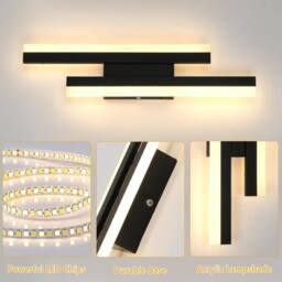 COMELY Indoor Wall Lights, 16W Creative Acrylic Wall Lights, Warm White, 40cm in Black - thumbnail 6
