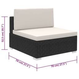 Berkfield Home 6 Piece Garden Lounge Set with Cushions Poly Rattan Black - thumbnail 8