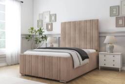 "Sloomy Radcliffe Naples Frame-Mattress - 50"" Upholstered Headboard in Light Brown - Size: Super King" - thumbnail 2