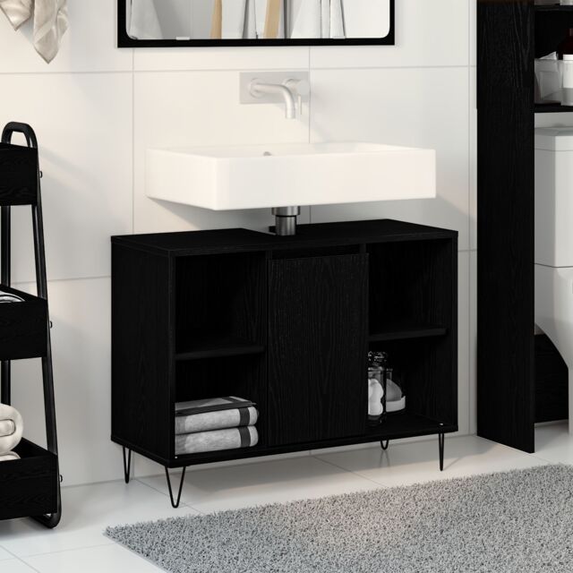 Berkfield Home Black Oak Vanity Black Oak MDF Medium Black Oak Vanity - image 1