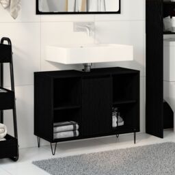 Berkfield Home Black Oak Vanity Black Oak MDF Medium Black Oak Vanity - thumbnail 1