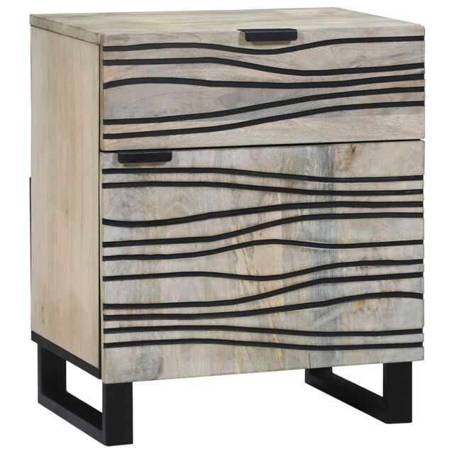 Berkfield Home Bedside Tables with Drawer White & Black 50 x 33 x 60 cm - image 1