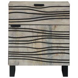 Berkfield Home Bedside Tables with Drawer White & Black 50 x 33 x 60 cm - thumbnail 3