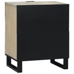 Berkfield Home Bedside Tables with Drawer White & Black 50 x 33 x 60 cm - thumbnail 5