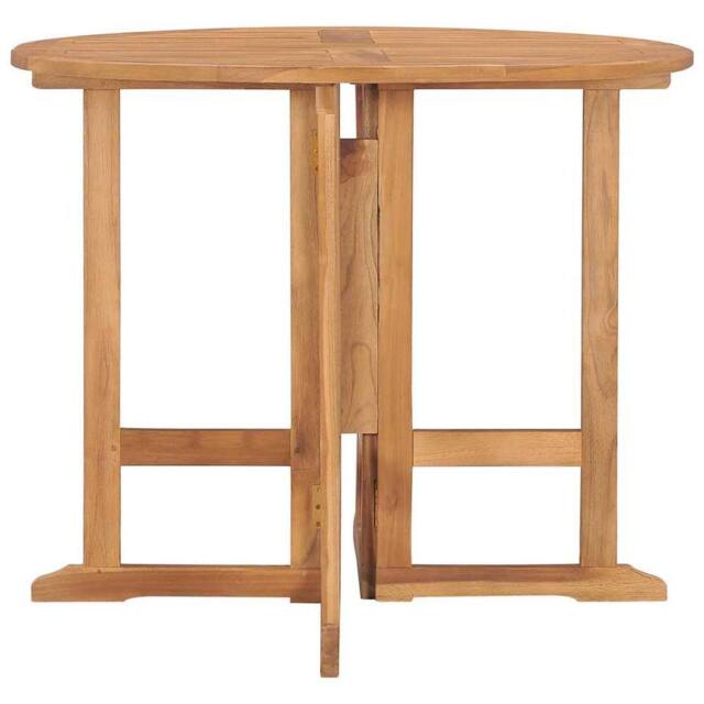 Berkfield Home Folding Garden Dining Table Ø90x75 cm Solid Teak Wood in Brown - Size: 90x75 cm - image 1