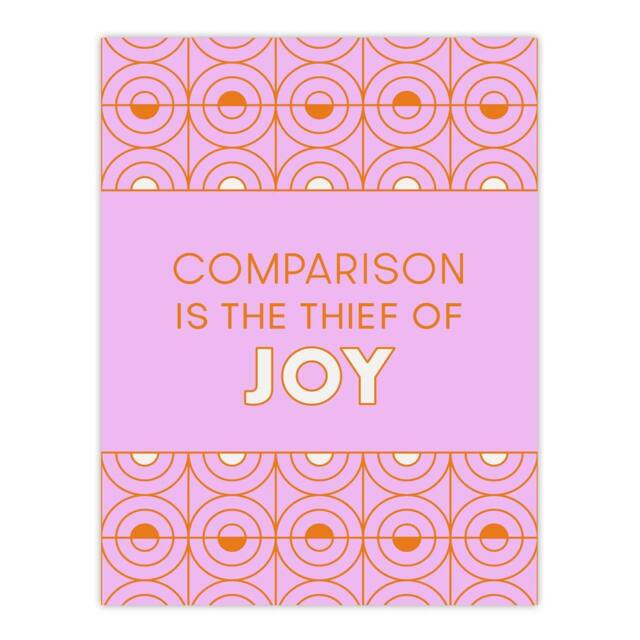 "Artery8 Comparison Is The Thief Of Joy Pink Art Deco Wall Art Print - Size: W12"" x H16""" - image 1