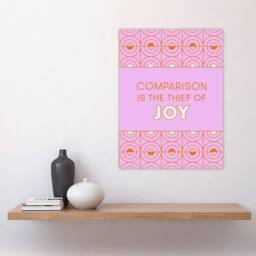 "Artery8 Comparison Is The Thief Of Joy Pink Art Deco Wall Art Print - Size: W12"" x H16""" - thumbnail 4