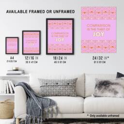 "Artery8 Comparison Is The Thief Of Joy Pink Art Deco Wall Art Print - Size: W12"" x H16""" - thumbnail 3