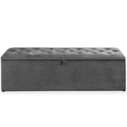 Ashfield Deluxe Velvet Charcoal Blanket Box - thumbnail 3