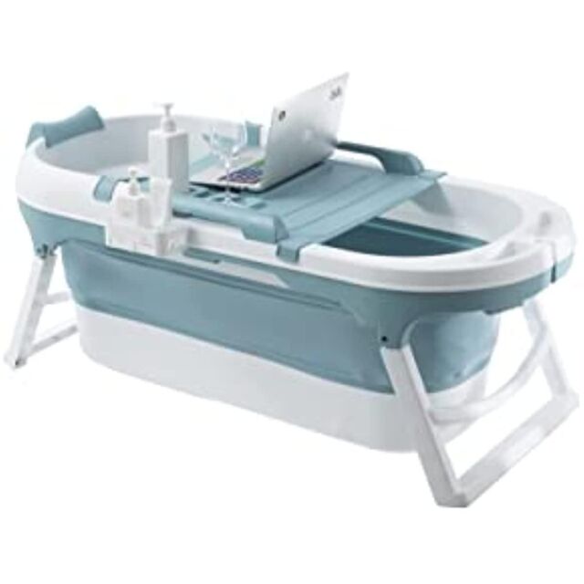 Fimous Foldable Bathtub PVC Adult SPA Soaking Water Tub with Cover for Bathroom in Blue - image 1