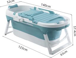 Fimous Foldable Bathtub PVC Adult SPA Soaking Water Tub with Cover for Bathroom in Blue - thumbnail 3