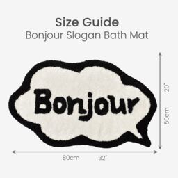 Mooky Mats Bonjour Slogan Bath Mat in Cream - thumbnail 6
