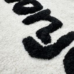 Mooky Mats Bonjour Slogan Bath Mat in Cream - thumbnail 4