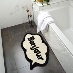 Mooky Mats Bonjour Slogan Bath Mat in Cream - thumbnail 7