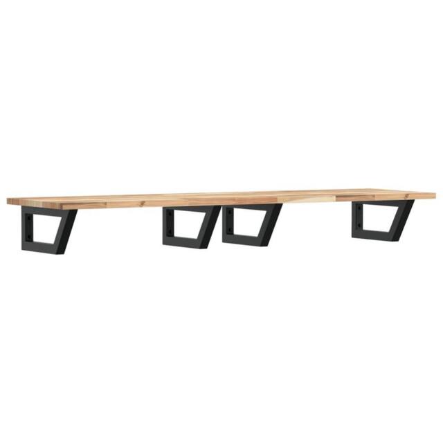 Berkfield Home Basin Shelf Wall Mounted Steel & Solid Wood Acacia in Brown - image 1