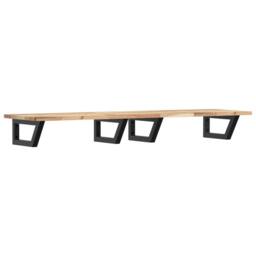 Berkfield Home Basin Shelf Wall Mounted Steel & Solid Wood Acacia in Brown - thumbnail 1